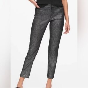 🆕️Banana Republic Modern Sloan Skinny-Fit Gray Metallic Shimmer Plaid Pant SZ 2